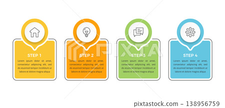 Four Step Process Infographic Template Four Step Process Infographic Template 138956759