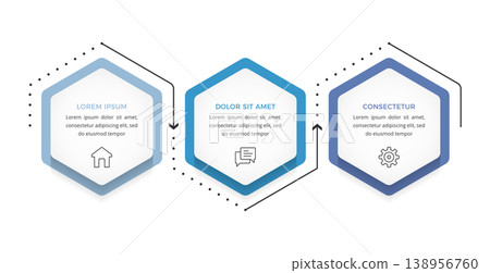 Three Steps Hexagon Business Infographic Template Three Steps Hexagon Business Infographic Template 138956760