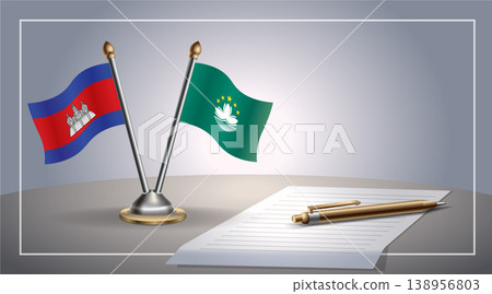 Small national flag of Colombia and Macao flag Relation, Template Vector Illustration 138956803