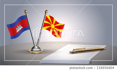 Small national flag of Colombia and Macedonia flag Relation, Template Vector Illustration 138956804
