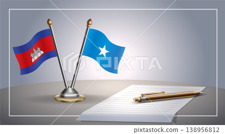 Small national flag of Colombia and Somalia flag Relation, Template Vector Illustration 138956812