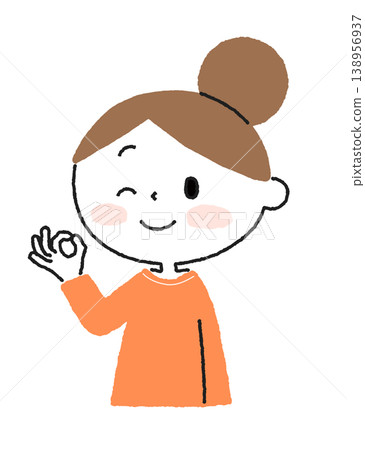 A woman gives an OK sign and winks. A woman gives an OK sign and winks. 138956937