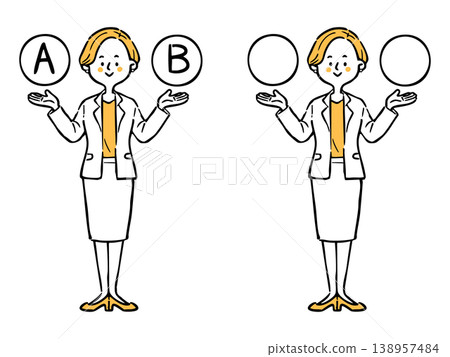 選項 A 和 B：職業婦女 2，全身像，向量圖（橘色） 138957484