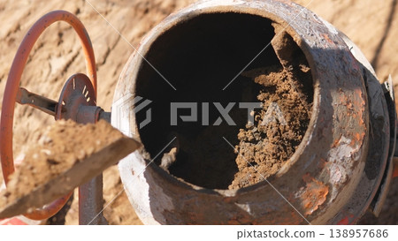 Dust Removal Process. Physically Demanding Task Of Clearing Dispersed Construction Particles. Intensive Effort Involved In Displacing And Suspending Fine Debris From Mortar Removal 138957686