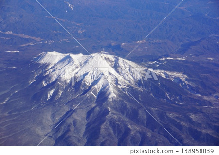 冬日禦嶽山:從飛機上拍攝的壯麗火山景色。 冬日禦嶽山:從飛機上拍攝的壯麗火山景色。 138958039