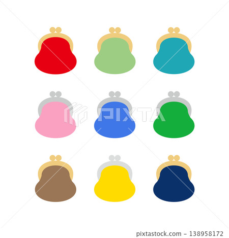 Cute coin purse icon set Cute coin purse icon set 138958172