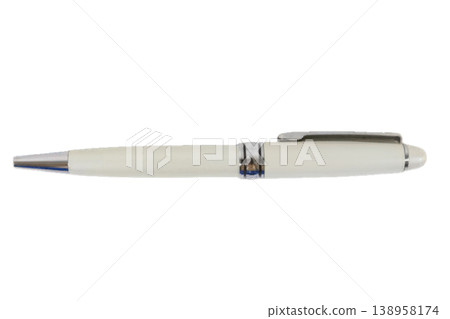 White elegant ballpoint pen isolated on transparent background White elegant ballpoint pen isolated on transparent background 138958174