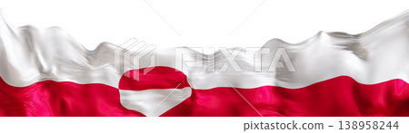 Cut out footer shows the Greenland flag on a clear background. This design element can be used in various projects needing national representation or branding 138958244