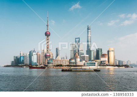 Shanghai skyline with Oriental Pearl Tower and iconic financial skyscraper in Lujiazui business center Shanghai skyline with Oriental Pearl Tower and iconic financial skyscraper in Lujiazui business center 138958333