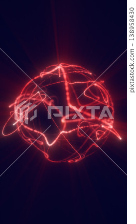 Red neon plasma ring with glowing light trails on dark background, abstract energy portal for sci-fi technology, power, and cosmic motion designs Red neon plasma ring with glowing light trails on dark background, abstract energy portal for sci-fi technology, power, and cosmic motion designs 138958430