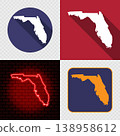 Florida State Map Icons Set, USA Silhouette Collection in Flat, Minimal and Neon Styles. 138958612