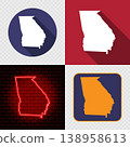 Georgia State Map Icons Set, USA Silhouette Collection in Flat, Minimal and Neon Styles. 138958613