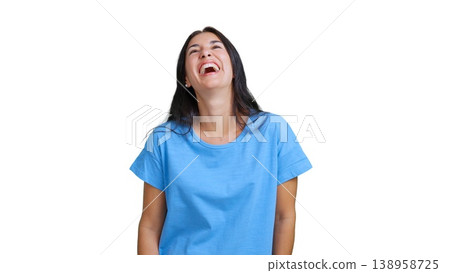 Young woman laughing out loud expressing joy happiness 138958725