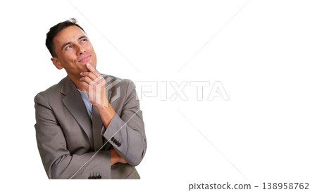 Mature man thinking contemplating new ideas transparent background 138958762