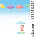 Umbrella Sky and Girl Illustration 138958830