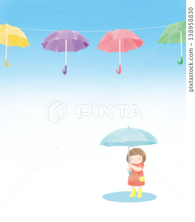 Umbrella Sky and Girl Illustration Umbrella Sky and Girl Illustration 138958830