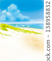 Emerald green sea, white sand and blue sky 138958832