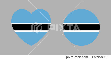 Round, heart shaped national flag of Botswana badge, button. Circle, heart symbol icon, sticker set. Botswana flag banner, background. National sign, symbol. Round, heart shaped national flag of Botswana badge, button. Circle, heart symbol icon, sticker set. Botswana flag banner, background. National sign, symbol. 138958905