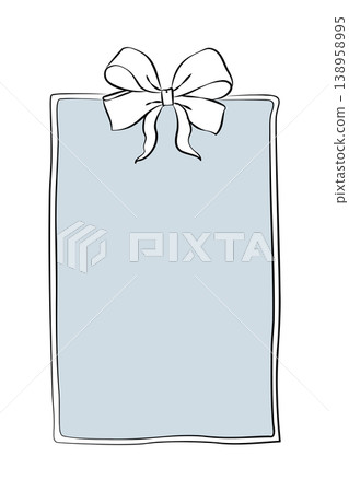 Hand-drawn decorative graphic festive frame with bow illustration, for product design, wedding decor, menu, cards, invitation 138958995