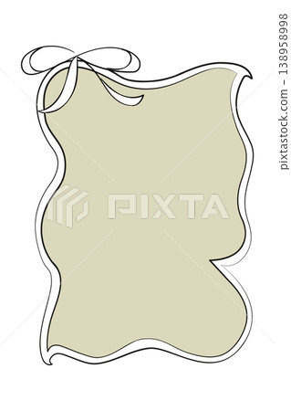 Hand-drawn decorative festive frame with bow illustration, for product design, wedding decor, menu, cards, invitation 138958998