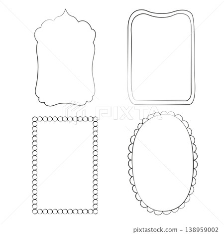Hand-drawn decorative frames with bows graphic illustration, for product design, wedding decor, menu, cards, invitation Hand-drawn decorative frames with bows graphic illustration, for product design, wedding decor, menu, cards, invitation 138959002