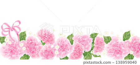 Pink carnation (with ribbon, horizontal, bottom) 138959040