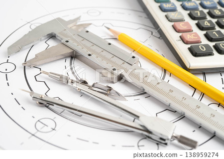 Engineering and precision tools with metal ball bering, mechanical industrial. Engineering and precision tools with metal ball bering, mechanical industrial. 138959274