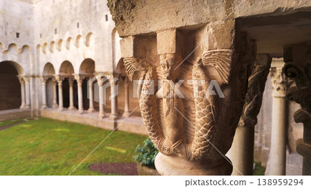 Girona, Spain, August 20, 2025, carved siren capital Girona, Spain, August 20, 2025, carved siren capital 138959294