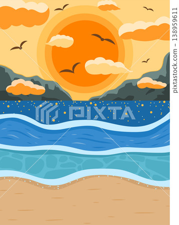 一組海景、海洋和有雲的天空照片。 138959611