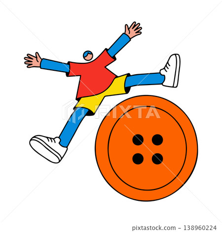 Stylized Person Leaping Over a Button Stylized Person Leaping Over a Button 138960224