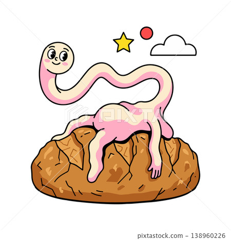 Cartoon Creature on a Loaf of Bread Cartoon Creature on a Loaf of Bread 138960226