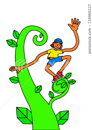 Boy Climbing a Bean Stalk 138960227