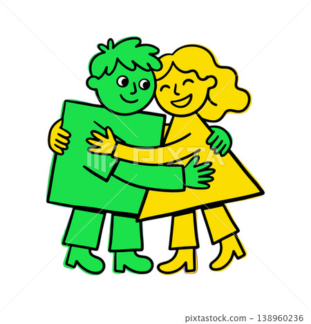 Cartoon Couple Embracing 138960236