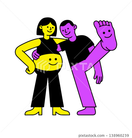 Cartoon of Pregnant Woman and Partner Cartoon of Pregnant Woman and Partner 138960239