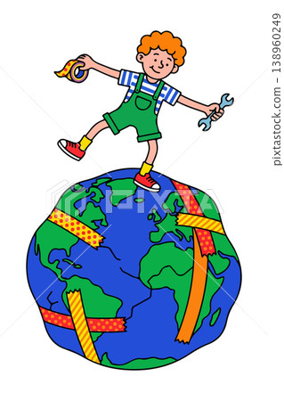Boy Repairing the Earth 138960249