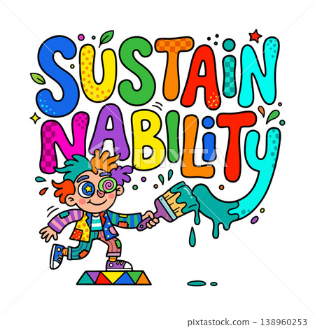 Sustainability Clown Painting Sustainability Clown Painting 138960253
