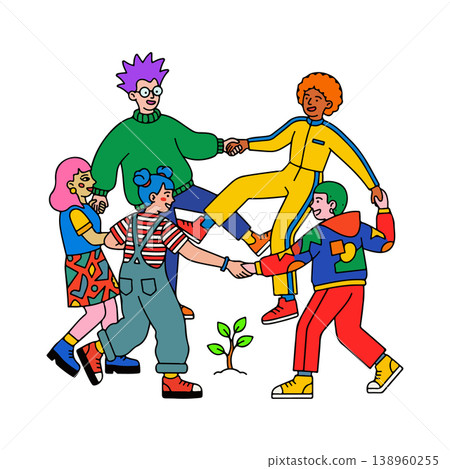 Group of People Planting a Tree Group of People Planting a Tree 138960255