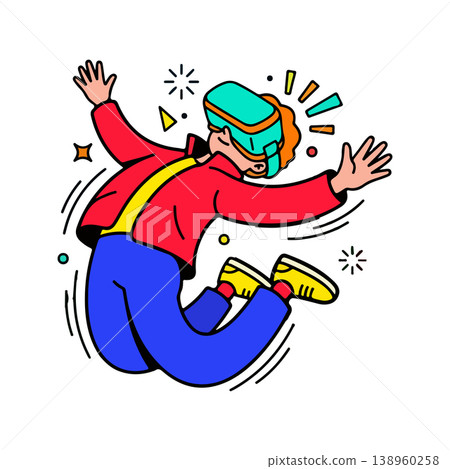 Jumping Man with VR Headset 138960258