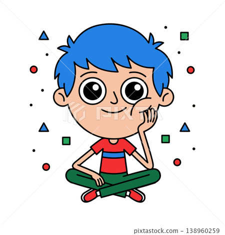Cartoon Boy Meditating 138960259