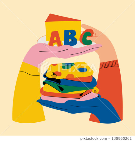 Hands Holding Colorful ABC Blocks 138960261