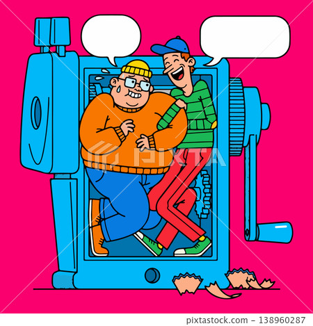 Two Men in a Pencil Sharpener Two Men in a Pencil Sharpener 138960287