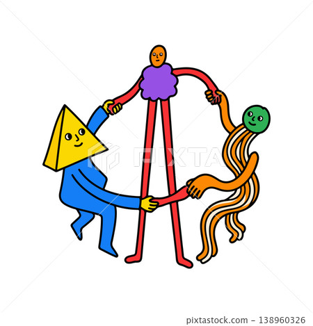 Abstract Figures Holding Hands 138960326
