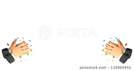 3D clapping hands with colorful confetti 3D clapping hands with colorful confetti 138960448