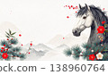 以日式駿馬和花卉裝飾為特色的精美、傳統、吉祥的背景設計。 138960764