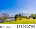 (Shizuoka Prefecture) Tanuki Lake Campground with cherry blossoms in bloom and Mount Fuji 138960795