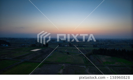 The Toyama Plain in spring, as dusk approaches. The Toyama Plain in spring, as dusk approaches. 138960828