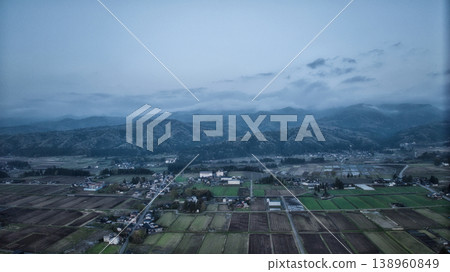 The Toyama Plain in spring, as dusk approaches. The Toyama Plain in spring, as dusk approaches. 138960849