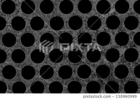 Metal old steel texture round patterns holes circle iron dirty abstract background structure black dark Metal old steel texture round patterns holes circle iron dirty abstract background structure black dark 138960999
