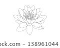 Continuous One Line Drawing of Water Lily Flower 138961044