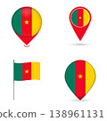 Cameroon Flag Map Pin Icons Set Collection. 138961131